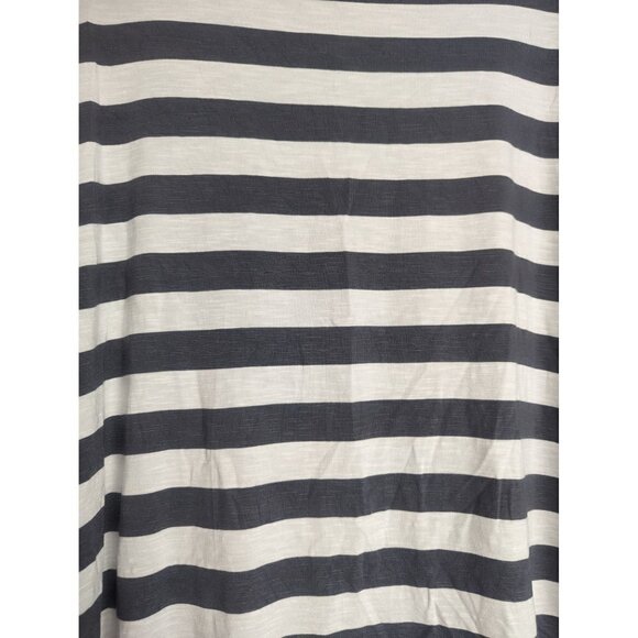 Soft Surroundings Adrift Striped Top Medium Gray White 3/4 Sleeve Nautical Ties - Picture 2 of 6